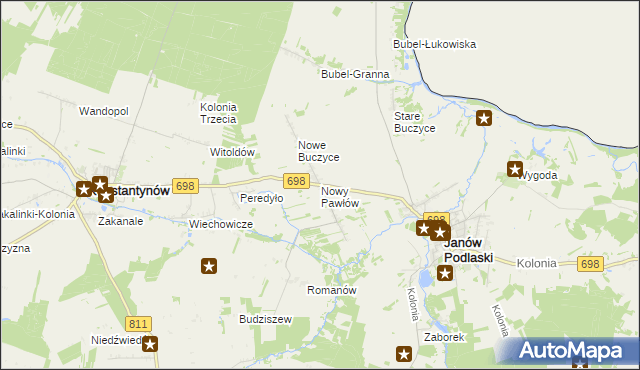mapa Nowy Pawłów, Nowy Pawłów na mapie Targeo