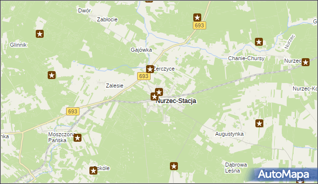 mapa Nurzec-Stacja, Nurzec-Stacja na mapie Targeo