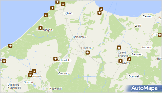 mapa Objazda gmina Ustka, Objazda gmina Ustka na mapie Targeo