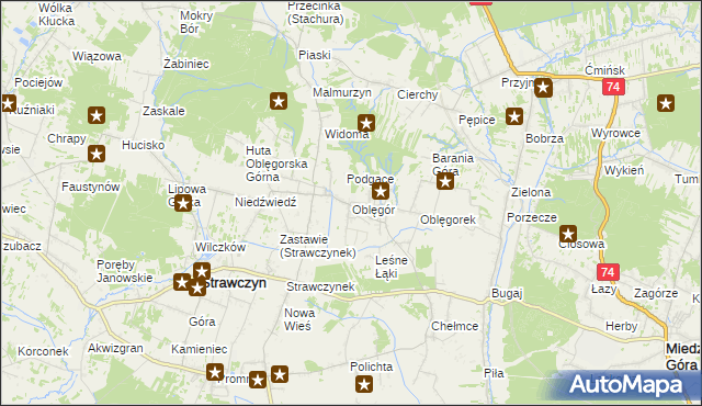 mapa Oblęgór, Oblęgór na mapie Targeo