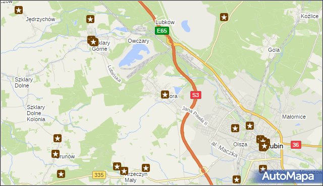 mapa Obora gmina Lubin, Obora gmina Lubin na mapie Targeo