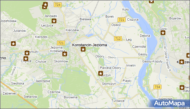 mapa Obory gmina Konstancin-Jeziorna, Obory gmina Konstancin-Jeziorna na mapie Targeo