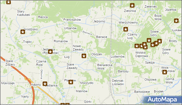 mapa Obózek, Obózek na mapie Targeo