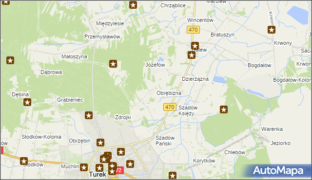 mapa Obrębizna, Obrębizna na mapie Targeo