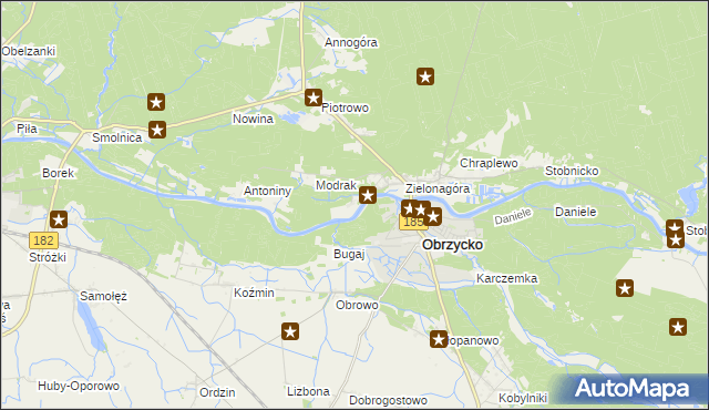 mapa Obrzycko-Zamek, Obrzycko-Zamek na mapie Targeo