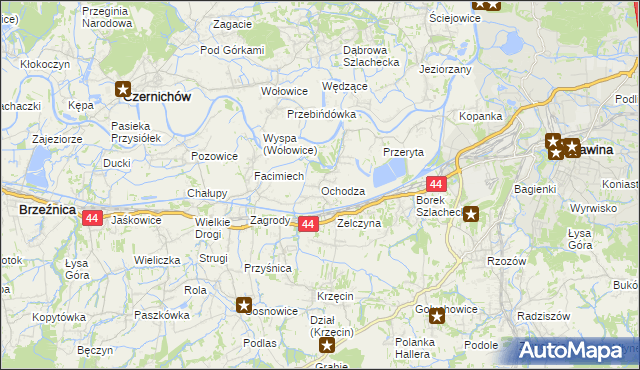 mapa Ochodza gmina Skawina, Ochodza gmina Skawina na mapie Targeo