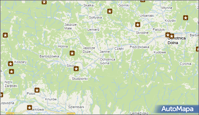 mapa Ochotnica Górna, Ochotnica Górna na mapie Targeo