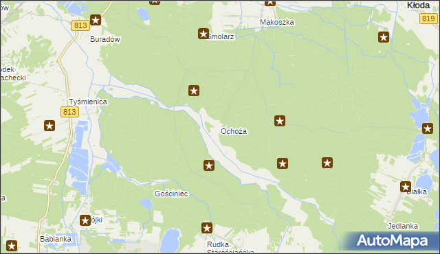 mapa Ochoża gmina Uścimów, Ochoża gmina Uścimów na mapie Targeo