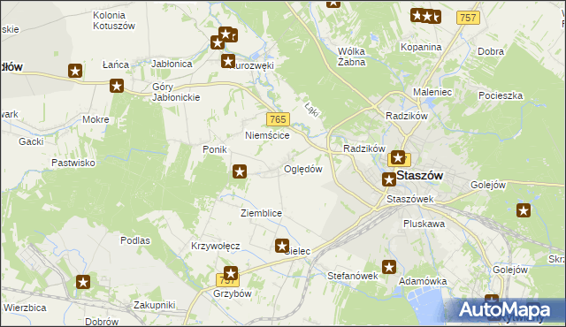 mapa Oględów, Oględów na mapie Targeo