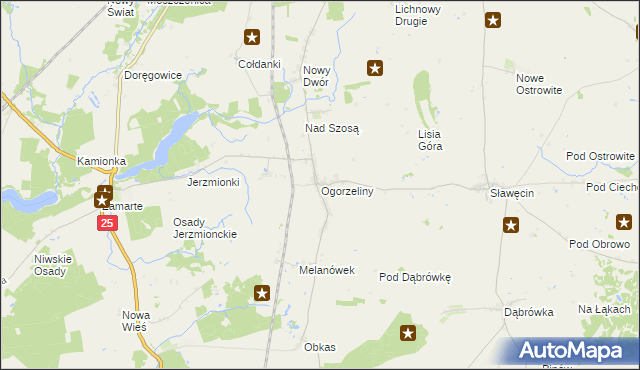 mapa Ogorzeliny, Ogorzeliny na mapie Targeo