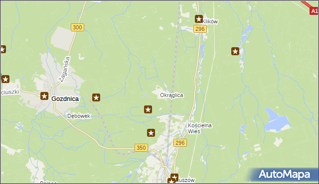 mapa Okrąglica gmina Węgliniec, Okrąglica gmina Węgliniec na mapie Targeo