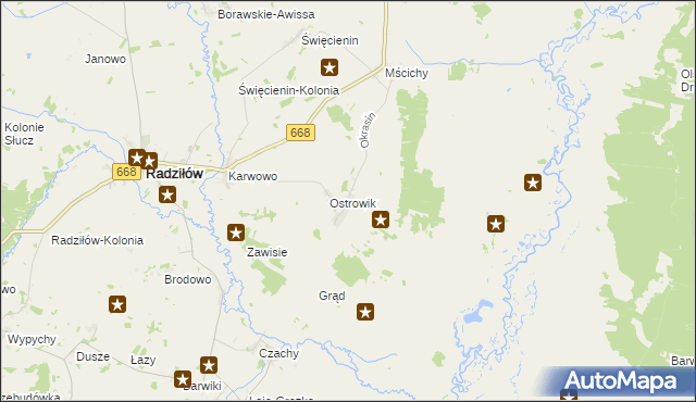 mapa Okrasin gmina Radziłów, Okrasin gmina Radziłów na mapie Targeo