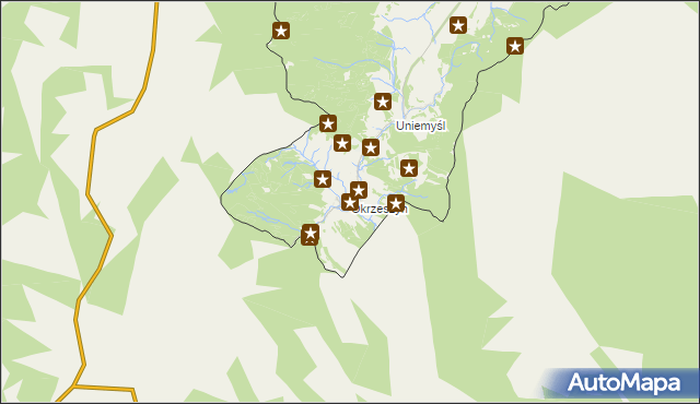 mapa Okrzeszyn gmina Lubawka, Okrzeszyn gmina Lubawka na mapie Targeo
