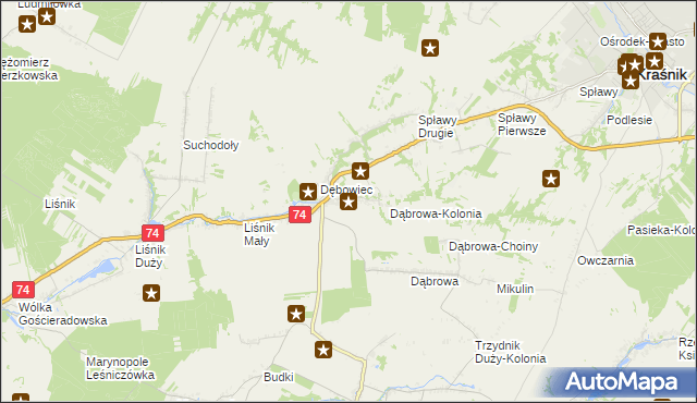 mapa Olbięcin, Olbięcin na mapie Targeo