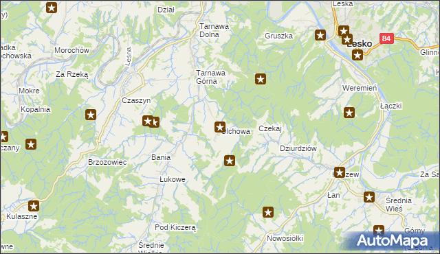 mapa Olchowa gmina Zagórz, Olchowa gmina Zagórz na mapie Targeo