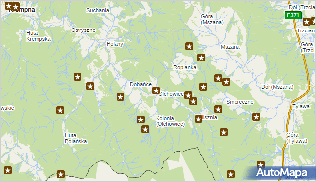 mapa Olchowiec gmina Dukla, Olchowiec gmina Dukla na mapie Targeo