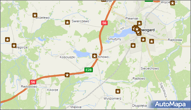 mapa Olchowo gmina Nowogard, Olchowo gmina Nowogard na mapie Targeo