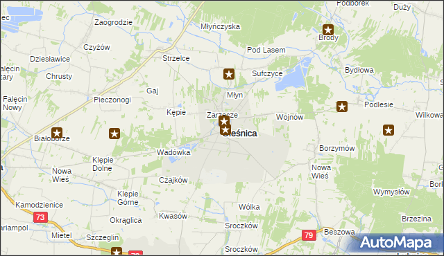 mapa Oleśnica powiat staszowski, Oleśnica powiat staszowski na mapie Targeo