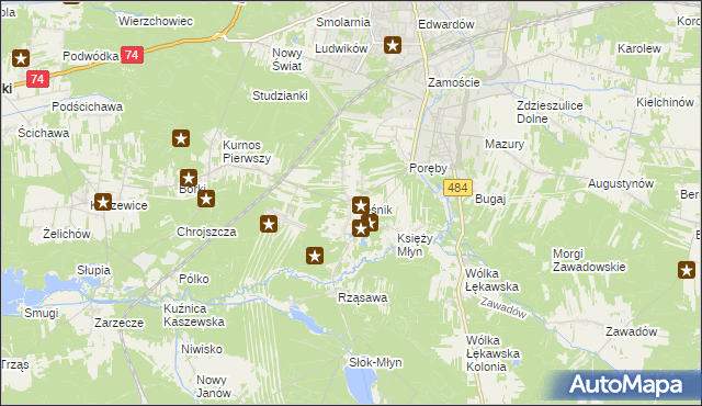 mapa Oleśnik gmina Bełchatów, Oleśnik gmina Bełchatów na mapie Targeo