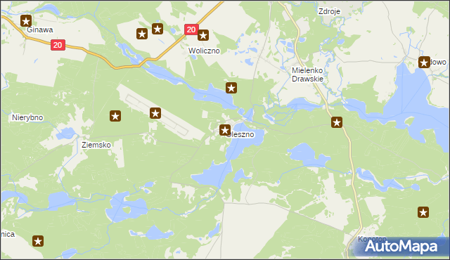 mapa Oleszno gmina Drawsko Pomorskie, Oleszno gmina Drawsko Pomorskie na mapie Targeo