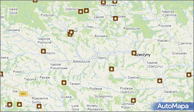 mapa Ołpiny, Ołpiny na mapie Targeo