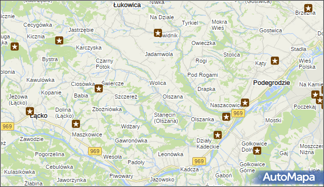 mapa Olszana, Olszana na mapie Targeo