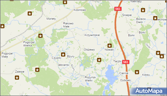 mapa Olszewo gmina Prostki, Olszewo gmina Prostki na mapie Targeo