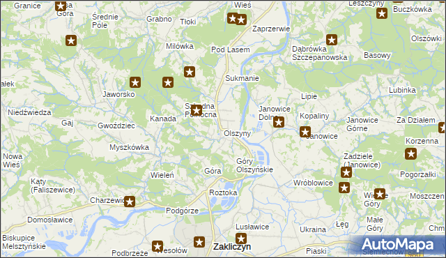 mapa Olszyny gmina Wojnicz, Olszyny gmina Wojnicz na mapie Targeo