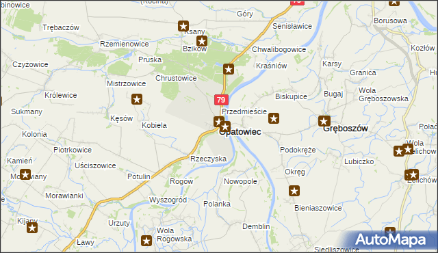 mapa Opatowiec powiat kazimierski, Opatowiec powiat kazimierski na mapie Targeo