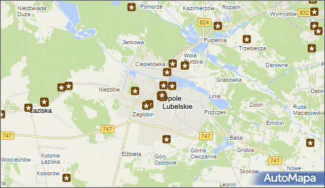 mapa Opole Lubelskie, Opole Lubelskie na mapie Targeo