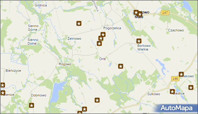 mapa Orle gmina Radowo Małe, Orle gmina Radowo Małe na mapie Targeo