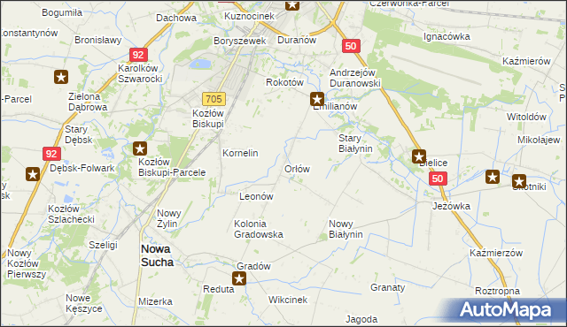 mapa Orłów gmina Nowa Sucha, Orłów gmina Nowa Sucha na mapie Targeo