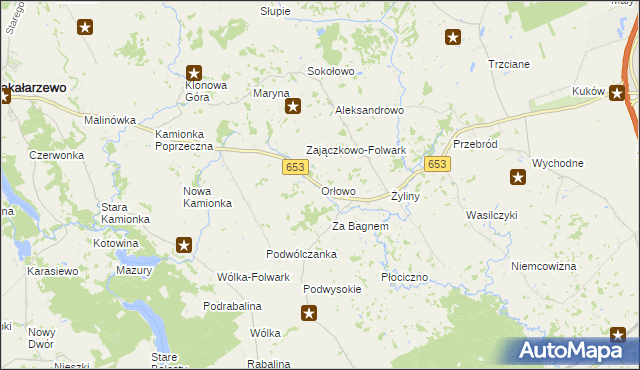 mapa Orłowo gmina Bakałarzewo, Orłowo gmina Bakałarzewo na mapie Targeo