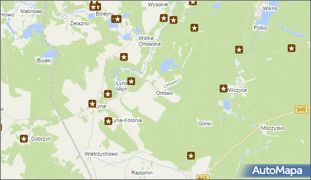 mapa Orłowo gmina Nidzica, Orłowo gmina Nidzica na mapie Targeo