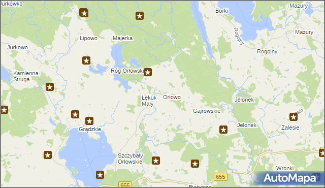 mapa Orłowo gmina Wydminy, Orłowo gmina Wydminy na mapie Targeo