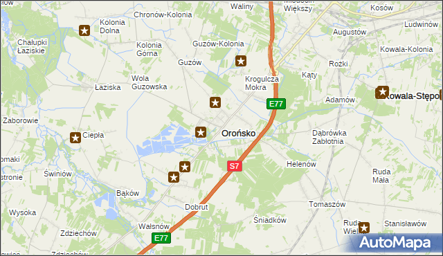 mapa Orońsko, Orońsko na mapie Targeo