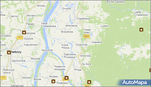 mapa Orzechów gmina Radomyśl nad Sanem, Orzechów gmina Radomyśl nad Sanem na mapie Targeo