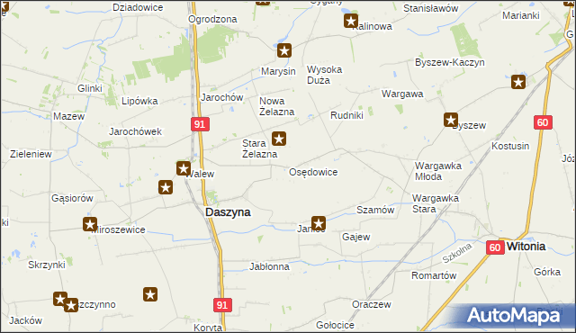 mapa Osędowice, Osędowice na mapie Targeo