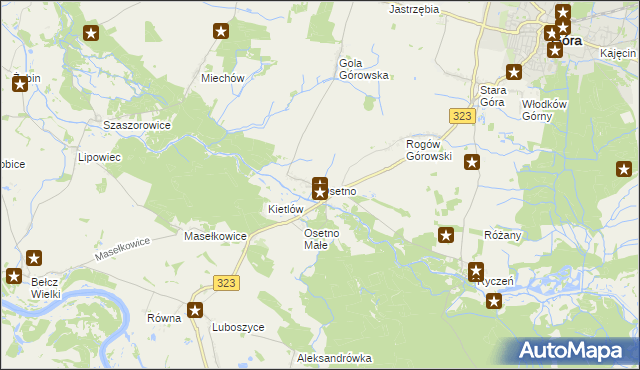 mapa Osetno gmina Góra, Osetno gmina Góra na mapie Targeo