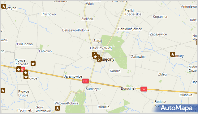 mapa Osięciny, Osięciny na mapie Targeo