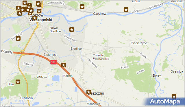 mapa Osiedle Poznańskie, Osiedle Poznańskie na mapie Targeo