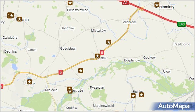 mapa Osiek gmina Kostomłoty, Osiek gmina Kostomłoty na mapie Targeo