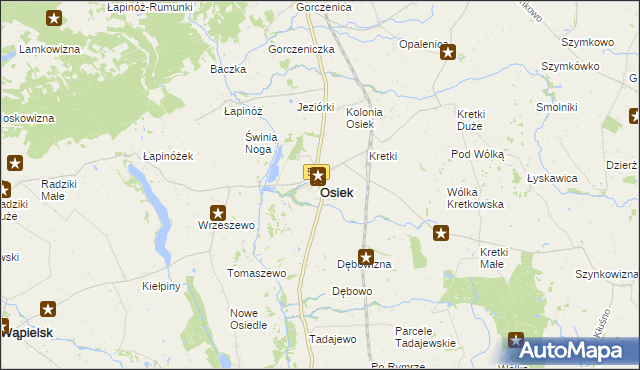 mapa Osiek powiat brodnicki, Osiek powiat brodnicki na mapie Targeo