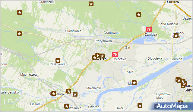 mapa Osiek powiat staszowski, Osiek powiat staszowski na mapie Targeo