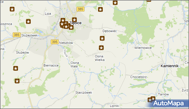 mapa Osina Wielka, Osina Wielka na mapie Targeo