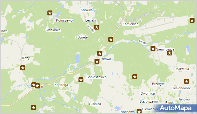 mapa Oskowo, Oskowo na mapie Targeo