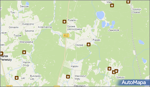 mapa Osowa gmina Hańsk, Osowa gmina Hańsk na mapie Targeo