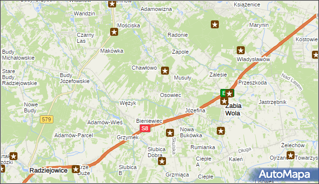 mapa Osowiec gmina Żabia Wola, Osowiec gmina Żabia Wola na mapie Targeo