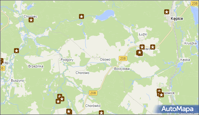 mapa Osowo gmina Kępice, Osowo gmina Kępice na mapie Targeo