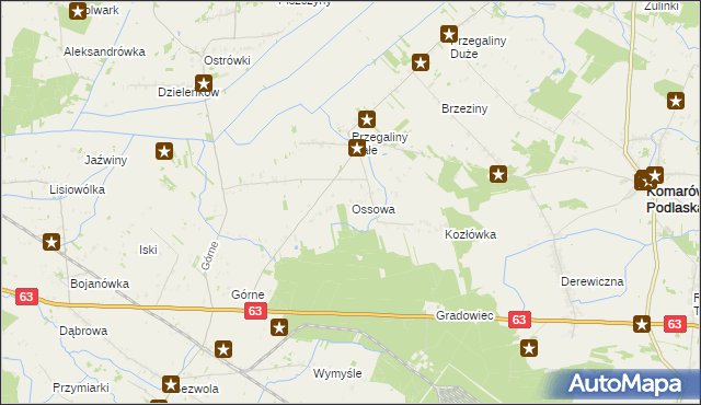 mapa Ossowa, Ossowa na mapie Targeo